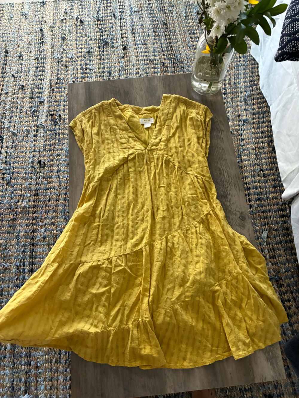 Maeve Yellow Tiered Midi Dress